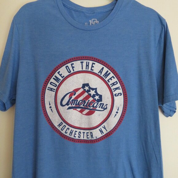 Rochester Jr Amerks Americans | Size XL | Blue Soft Logo Short Sleeve Tee Tshirt - Picture 2 of 5